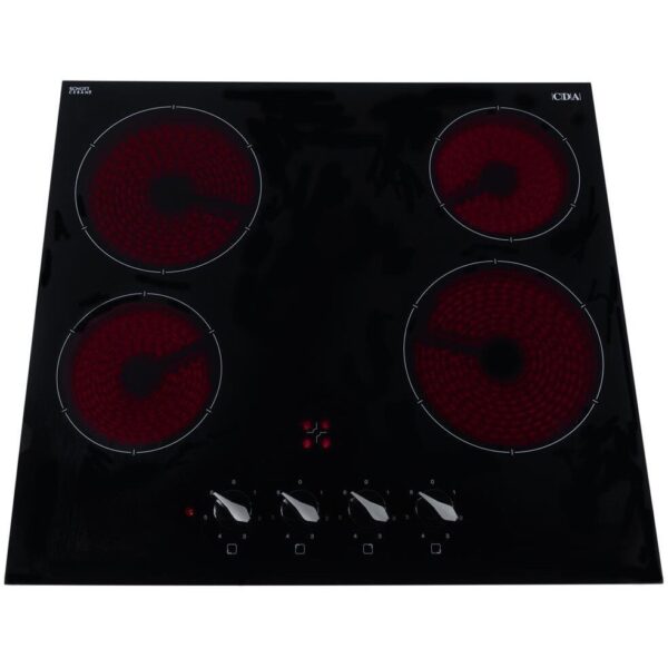 4 Zone Electric Ceramic Hob, Black Frameless - CDA HC6312FR - Naamaste London Homewares - 3