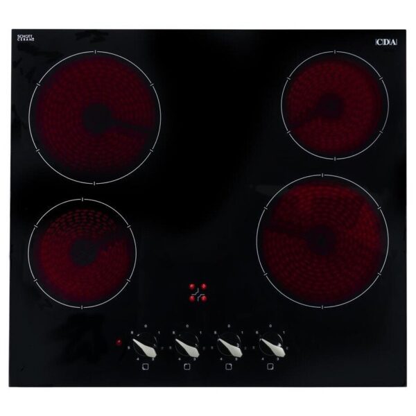 4 Zone Electric Ceramic Hob, Black Frameless - CDA HC6312FR - Naamaste London Homewares - 6