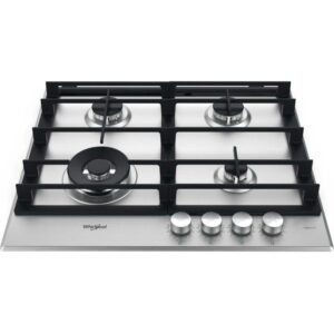 60cm Built In 4 Burner Gas Hob, Inox Ixelium - Whirlpool GMWL 628/IXL - Naamaste London Homewares - 1