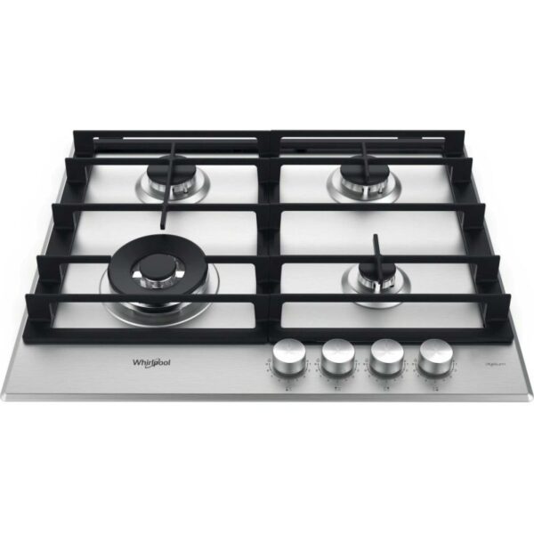 60cm Built In 4 Burner Gas Hob, Inox Ixelium - Whirlpool GMWL 628/IXL - Naamaste London Homewares - 1