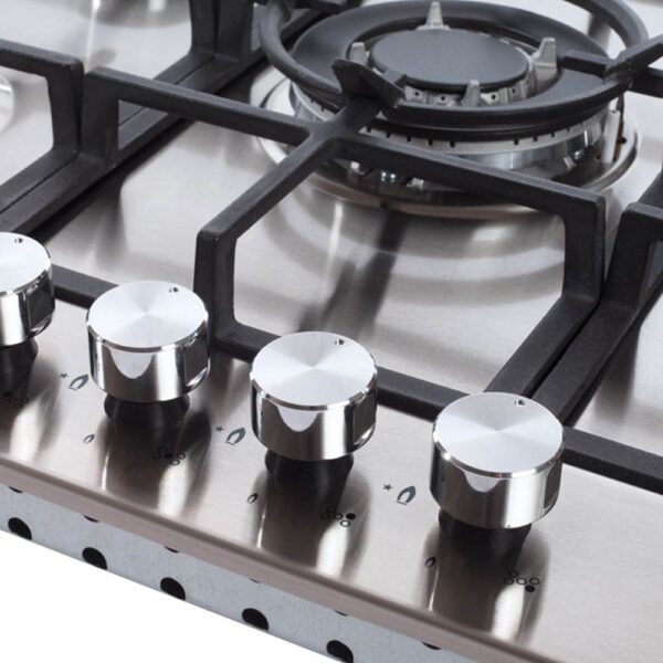 70cm 5 Burner Gas Hob, Stainless Steel - Amica AGH7100SS - Naamaste London Homewares - 2