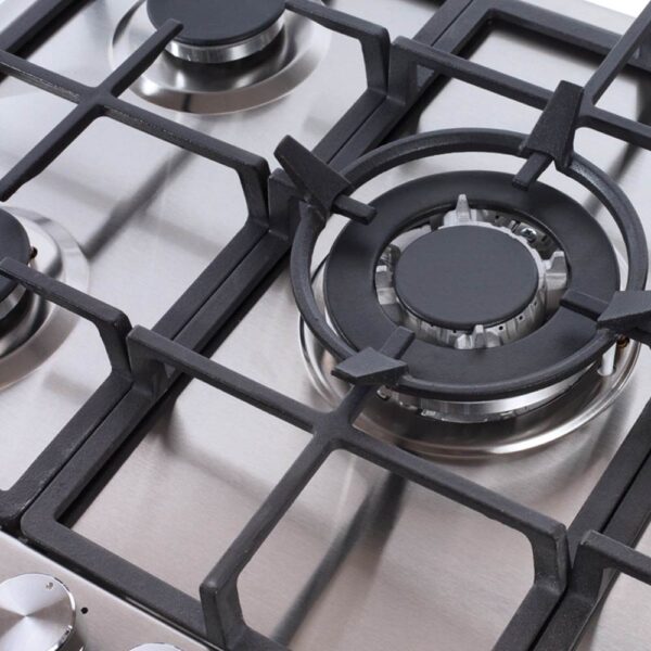 70cm 5 Burner Gas Hob, Stainless Steel - Amica AGH7100SS - Naamaste London Homewares - 3