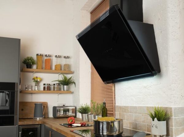 90cm Chimney Black Cooker Hood, Gesture Controlled - CDA EXG90BL - Naamaste London Homewares - 2