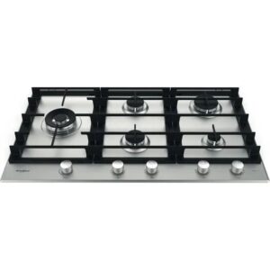 90cm Built In 5 Burner Gas Hob, Inox - Whirlpool GMWL 958/IXL - Naamaste London Homewares - 1