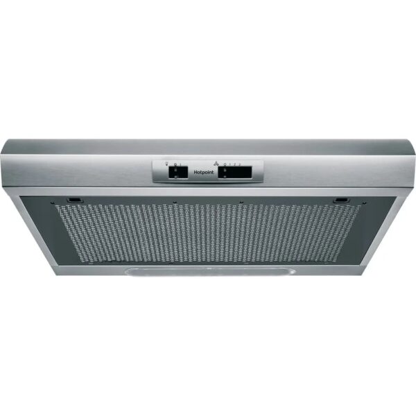 60cm Traditional Cooker Hood, Silver, D Rated - Hotpoint PSLMO65FLSX - Naamaste London Homewares - 1