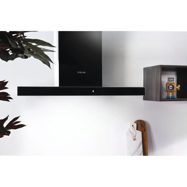 90cm Chimney Cooker Hood, Black - Hotpoint PHBS98CLTDK1 - Naamaste London Homewares - 2