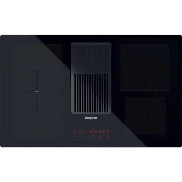 83cm Venting Induction Hob With Extractor, Black - Hotpoint PVH92BKFKIT - Naamaste London Homewares - 1