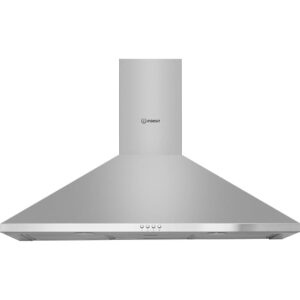 90cm Chimney Cooker Hood, Inox, B Rated - Indesit IHPC95LMX - Naamaste London Homewares - 1