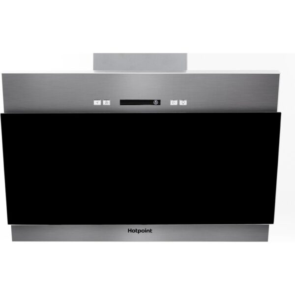 60cm Chimney Cooker Hood, Stainless Steel and Black - Hotpoint PHVP64FALK - Naamaste London Homewares - 1