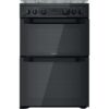 60cm Freestanding Double Oven Gas Cooker, Black - Hotpoint HDM67G0CCB - Naamaste London Homewares - 1