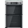 60cm Freestanding Double Oven Gas Cooker, Silver - Hotpoint HDM67G0CCX - Naamaste London Homewares - 1