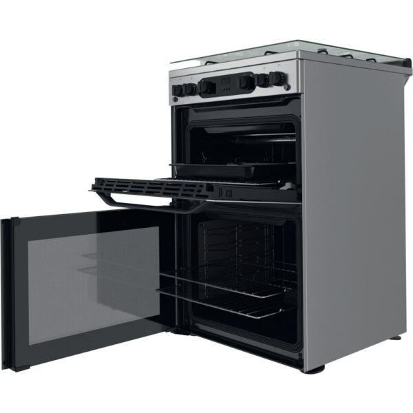 60cm Freestanding Double Oven Gas Cooker, Silver - Hotpoint HDM67G0CCX - Naamaste London Homewares - 4