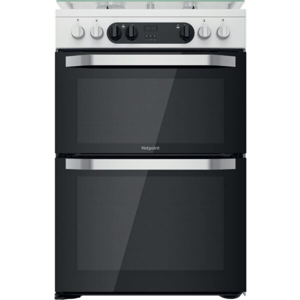 60cm Dual Fuel Cooker with Double Oven, White, A Rated - Hotpoint HDM67G9C2CW - Naamaste London Homewares - 1