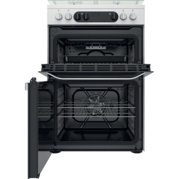 60cm Dual Fuel Cooker with Double Oven, White, A Rated - Hotpoint HDM67G9C2CW - Naamaste London Homewares - 3