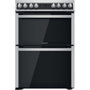 Ceramic Electric Cooker with Double Oven, Silver - Hotpoint HDM67V8D2CX - Naamaste London Homewares - 1