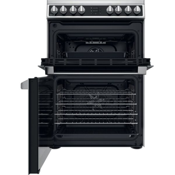 Ceramic Electric Cooker with Double Oven, Silver - Hotpoint HDM67V8D2CX - Naamaste London Homewares - 4