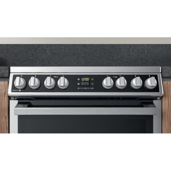 Ceramic Electric Cooker with Double Oven, Silver - Hotpoint HDM67V8D2CX - Naamaste London Homewares - 7