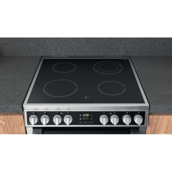 Ceramic Electric Cooker with Double Oven, Silver - Hotpoint HDM67V8D2CX - Naamaste London Homewares - 8