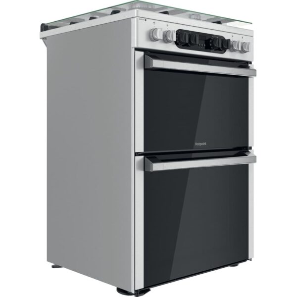 60cm Dual Fuel Cooker with Double Oven, Silver, A Rated - Hotpoint HDM67G8C2CX - Naamaste London Homewares - 3