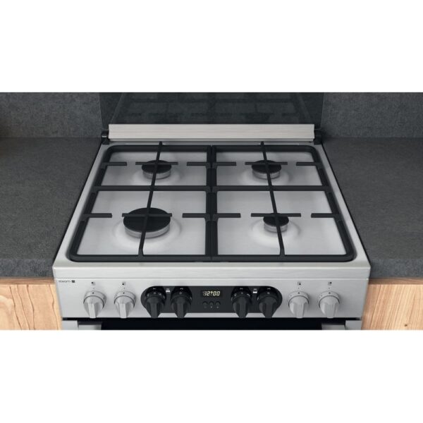 60cm Dual Fuel Cooker with Double Oven, Silver, A Rated - Hotpoint HDM67G8C2CX - Naamaste London Homewares - 8