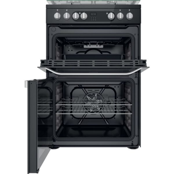 60cm Dual Fuel Cooker with Double Oven, Black, A Rated - Hotpoint HDM67G9C2CB - Naamaste London Homewares - 3