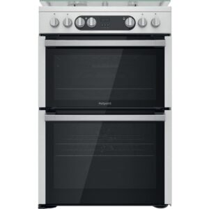 60cm Dual Fuel Cooker with Double Oven, Silver, A Rated - Hotpoint HDM67G9C2CX - Naamaste London Homewares - 1