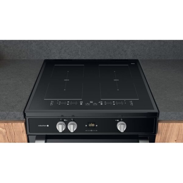 60cm Induction Electric Cooker with Double Oven, Black - Hotpoint HDT67I9HM2C - Naamaste London Homewares - 9