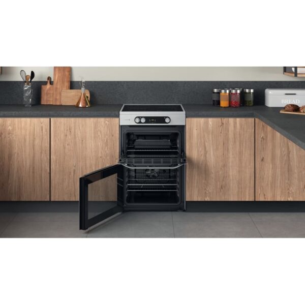 60cm Induction Electric Cooker with Double Oven, Silver - Hotpoint HDM67I9H2CX - Naamaste London Homewares - 11