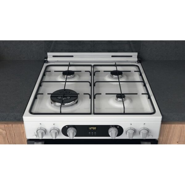 60cm Freestanding Double Oven Gas Cooker, White - Hotpoint HD67G02CCW - Naamaste London Homewares - 8