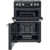 60cm Freestanding Double Oven Gas Cooker, Black - Hotpoint HDM67G0C2CB - Naamaste London Homewares - 4