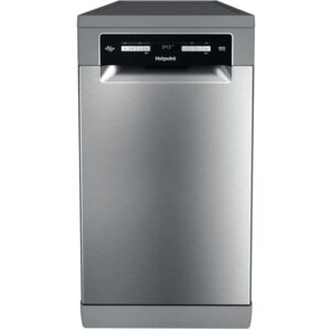 Freestanding Slimline Dishwasher, Stainless Steel, E Rated - Hotpoint HSFO3T223WXUKN - Naamaste London Homewares - 1