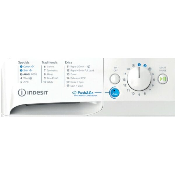 10kg Indesit Washing Machine, 1400 Spin, White, A Rated - BWE101496XWVUS - Naamaste London Homewares - 5