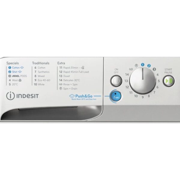 7kg Indesit Washing Machine, 1400 Spin, Silver, A Rated - BWE71496XSVUK - Naamaste London Homewares - 3
