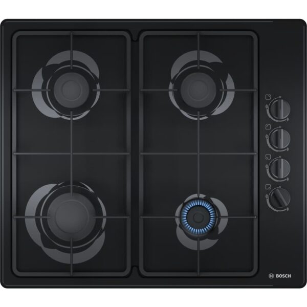 58cm 4 Burner Gas Hob, Black - Bosch PBP6B6B60 Series 2 - Naamaste London Homewares - 1