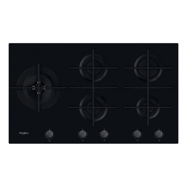 86cm Built In 5 Burner Gas Hob, Black Ceramic Glass - Whirlpool GOWL958NB - Naamaste London Homewares - 1