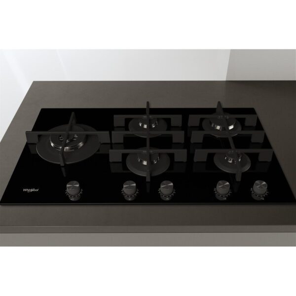 86cm Built In 5 Burner Gas Hob, Black Ceramic Glass - Whirlpool GOWL958NB - Naamaste London Homewares - 4