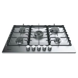 73cm 5 Burner Gas Hob, Silver Finish - Hotpoint PPH75PDFIXUK - Naamaste London Homewares - 1