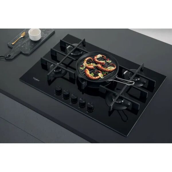 73cm Built In 5 Burner Gas Hob, Black Ceramic Glass - Whirlpool GOWL758NB - Naamaste London Homewares - 3