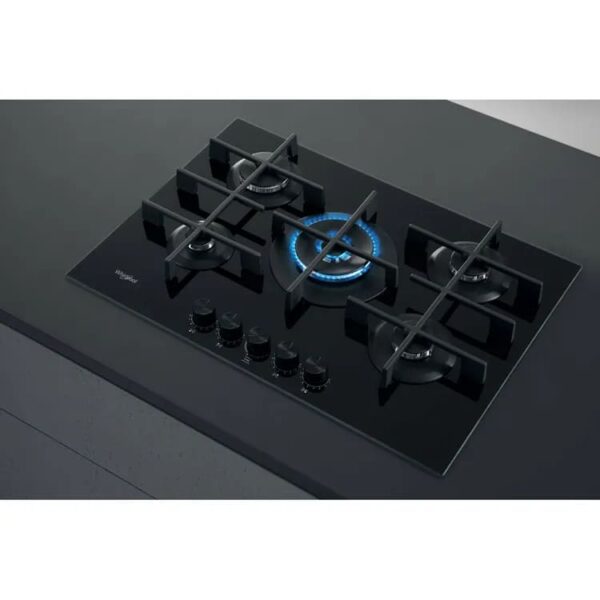 73cm Built In 5 Burner Gas Hob, Black Ceramic Glass - Whirlpool GOWL758NB - Naamaste London Homewares - 10