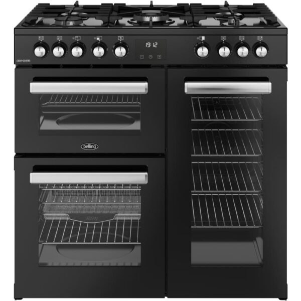 90cm Ceramic Belling Range Cooker, Black - RCA COOKCENTRE 90E B - Naamaste London Homewares - 1