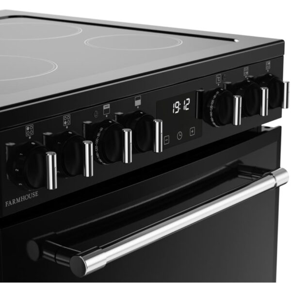 Ceramic Electric Cooker with Double Oven, Black, A Rated - Belling Farmhouse 60E - Naamaste London Homewares - 4