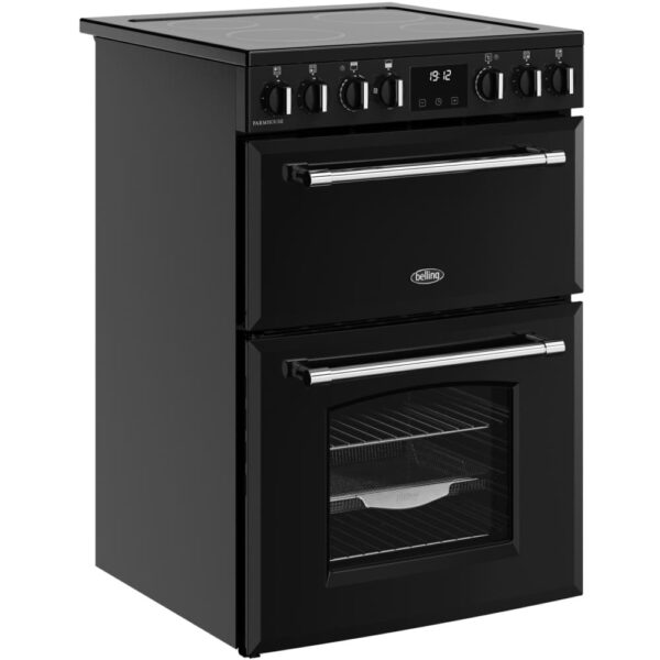 Ceramic Electric Cooker with Double Oven, Black, A Rated - Belling Farmhouse 60E - Naamaste London Homewares - 6