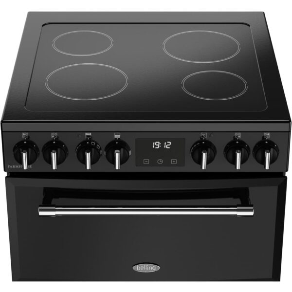 Ceramic Electric Cooker with Double Oven, Black, A Rated - Belling Farmhouse 60E - Naamaste London Homewares - 8