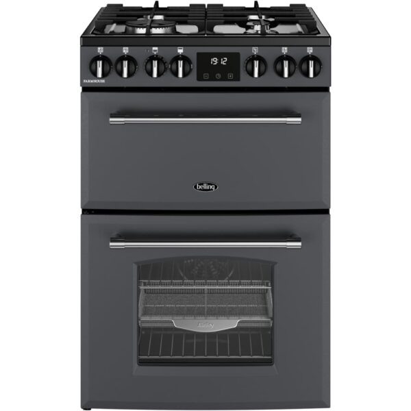 70L Dual Fuel Cooker with Double Oven, Grey - Belling MRA FARMHOUSE 60DF Naamaste London Homewares - 1