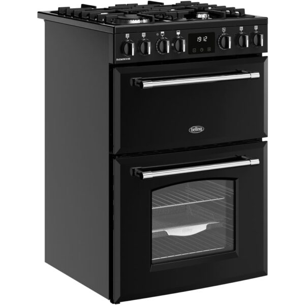 70L Dual Fuel Cooker with Double Oven, Black, A Rated - Belling MRA FARMHOUSE 60DF - Naamaste London Homewares - 2