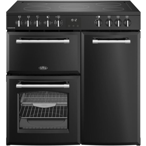 90cm Ceramic Belling Range Cooker, Black - RCA FARMHOUSE 90E - Naamaste London Homewares - 1