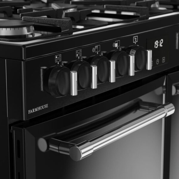 90cm Dual Fuel Belling Range Cooker, Black - Farmhouse 90DF - Naamaste London Homewares - 4