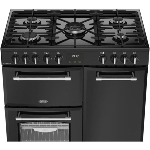 90cm Dual Fuel Belling Range Cooker, Black - Farmhouse 90DF - Naamaste London Homewares - 8