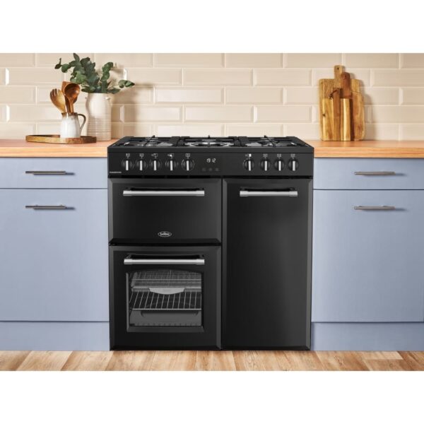 90cm Dual Fuel Belling Range Cooker, Black - Farmhouse 90DF - Naamaste London Homewares - 10