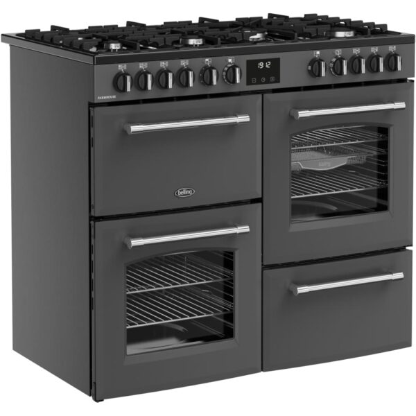 100cm Dual Fuel Belling Range Cooker, Grey - Farmhouse 100DF - Naamaste London Homewares - 6